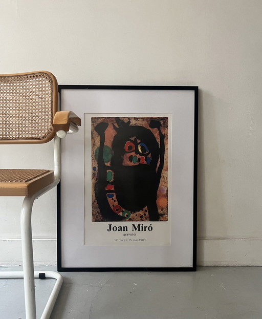 Original Lithographed Exhibition Poster By Joan Miro, Paris 1983