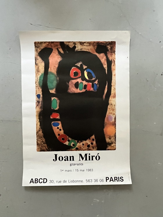 Image 1 of Original Lithographed Exhibition Poster By Joan Miro, Paris 1983