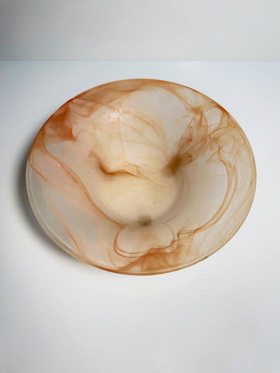 Image 1 of Art Deco pressed glass bowl cloud glass peach