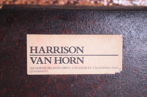 Image 1 of Table basse rectangulaire en raphia et laiton Harrison Van Horn