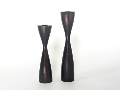 2X Danish Wood Candlesticks