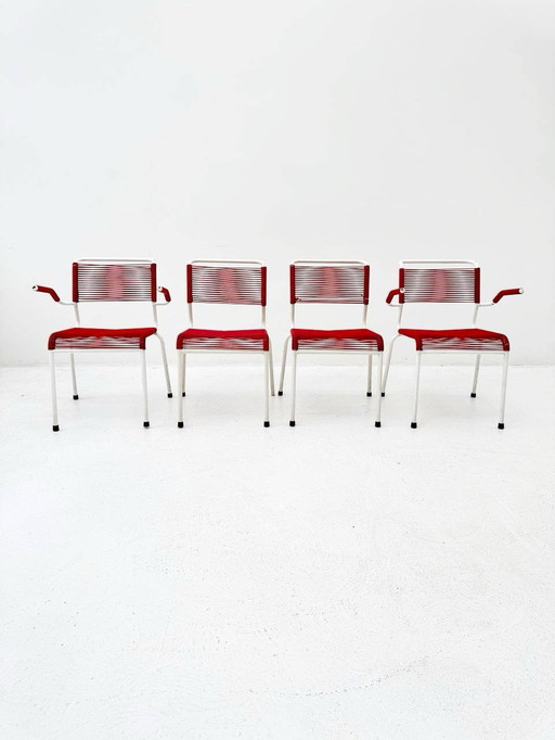 BIGLA Set: Sissach spaghetti chairs 2 without & 2 with armrests, 1960s