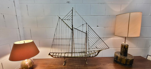 Curtis Jeré Schooner Sculpture 1976 Signed