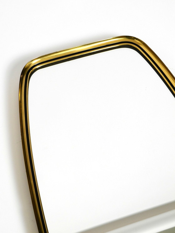 Image 1 of Original Mid Century Wall Mirror With Heavy Brass Frame By Münchener Zierspiegel