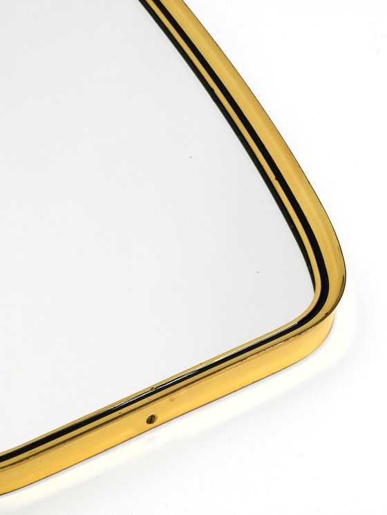 Image 1 of Original Mid Century Wall Mirror With Heavy Brass Frame By Münchener Zierspiegel