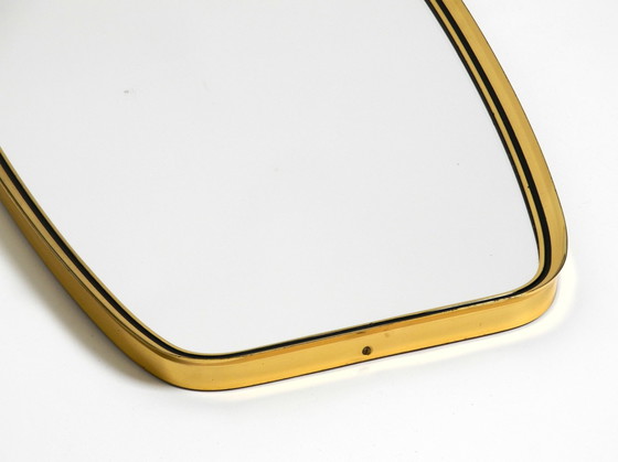 Image 1 of Original Mid Century Wall Mirror With Heavy Brass Frame By Münchener Zierspiegel