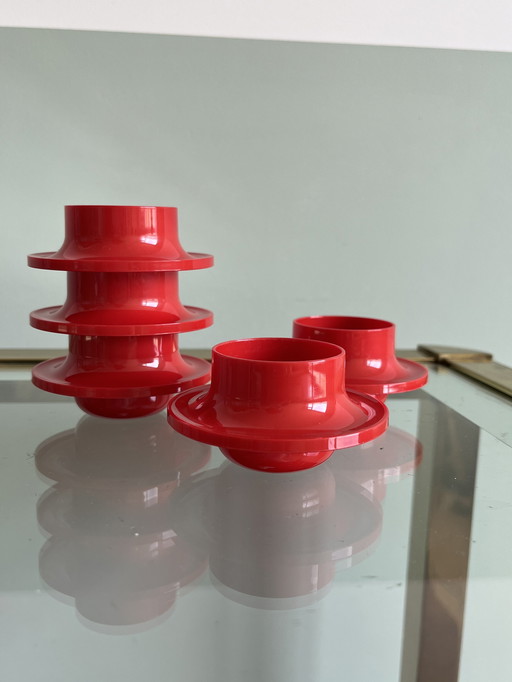 5x gobelets en plastique rouge design