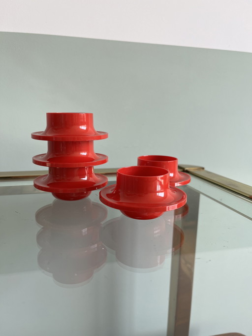 5x gobelets en plastique rouge design