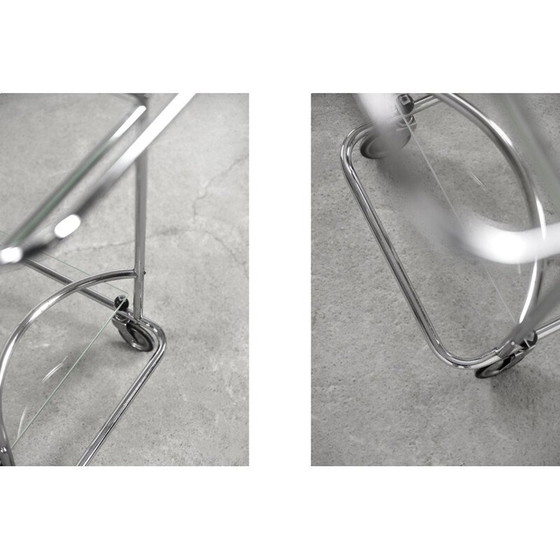 Image 1 of Chromed tubular steel and glass bar cart, 1950