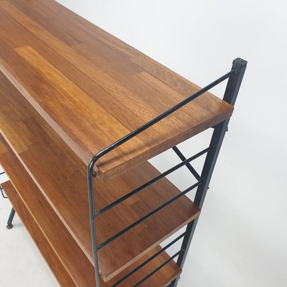 Image 1 of Vintage wood and brass shelf, Italy 1950