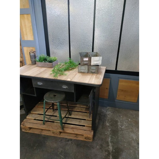 Vintage solid oak desk by Naval Dubigeon, 1900