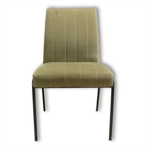 Set of 4 vintage chairs in green fabric, Suede 1960