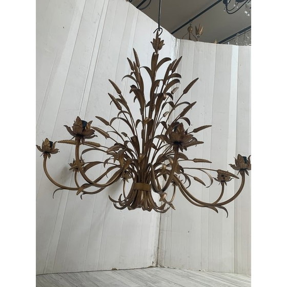 Image 1 of Florentine Art Brown And Gold Handmade Brushed Metal 8 Light Wrought Iron Chandelier, Made In Italy