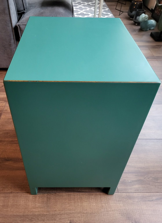 Image 1 of Chinese Nightstand In Turquoise.