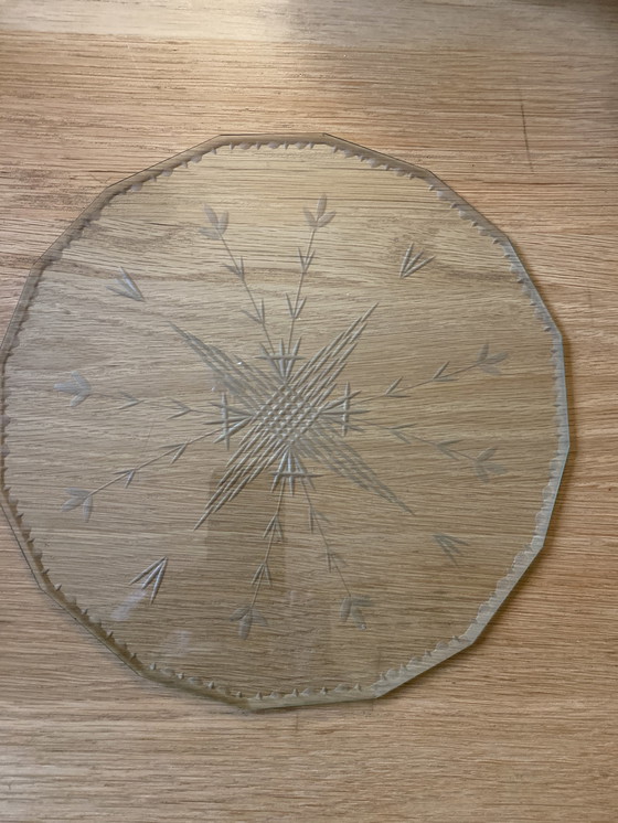 Image 1 of Art Deco/ Art Nouveau Cake Plate Crystal New