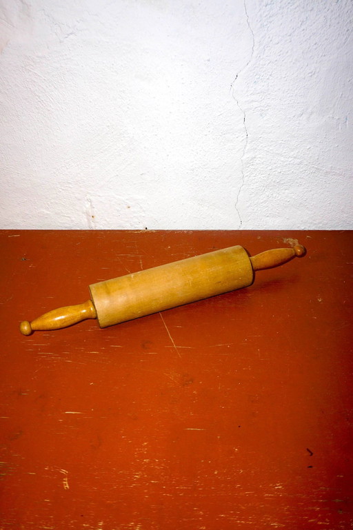 Vintage Wooden Rolling Pin * Classic Farmhouse Baking Tool * Large Handled Pastry Roller * Large French Antique Rolling Pin *