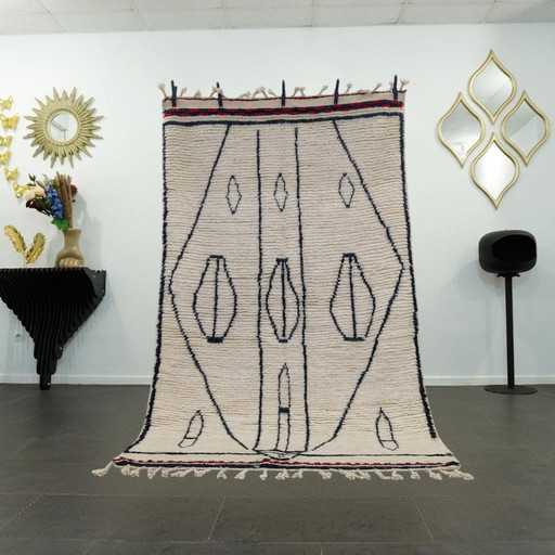 Berber Rug - 272 cm x 158 cm - White and Black Wool