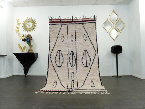 Berber Rug - 272 cm x 158 cm - White and Black Wool