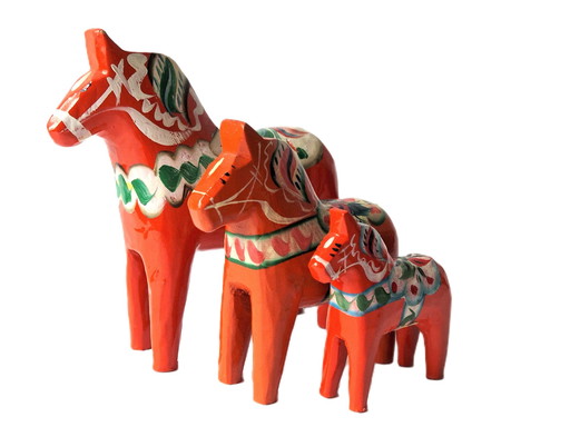 Nils Olsson - 3 Vintage Swedish Horses / Dalarna Horses