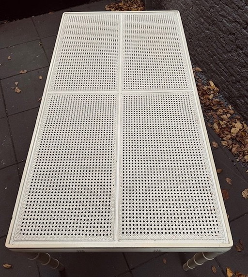 Vintage White Faux Bamboo Dining Table With Webbing
