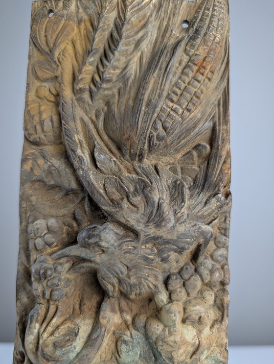 Image 1 of Rilievo in bronzo antico raffigurante natura e uccelli, 1900