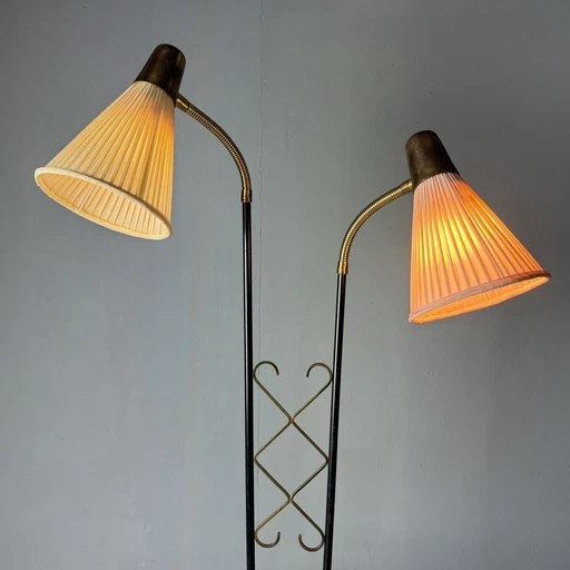 Swedish Ajh Floor Lamp With Table 1950s