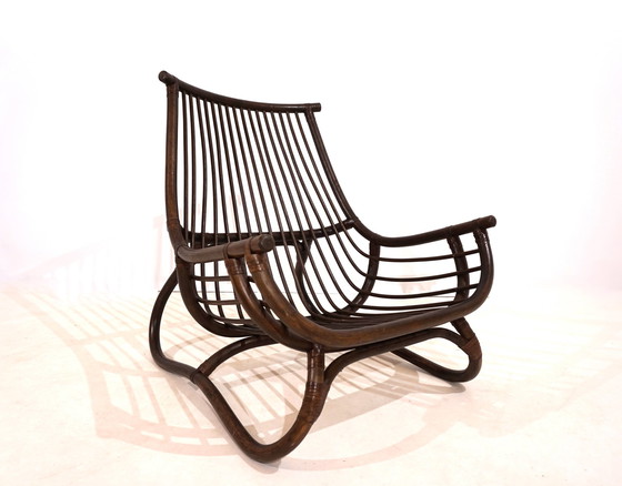 Image 1 of Manou rattan lounge chair in pagoda style with ottoman