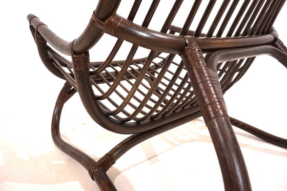 Image 1 of Manou rattan lounge chair in pagoda style with ottoman