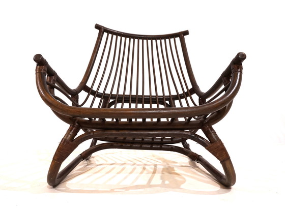 Image 1 of Manou rattan lounge chair in pagoda style with ottoman