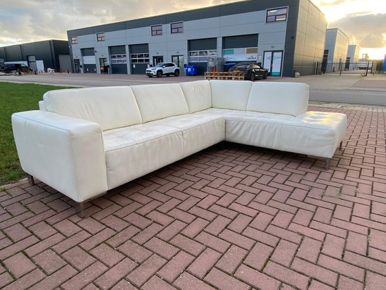 Image 1 of Montel Real Leather White Corner Sofa