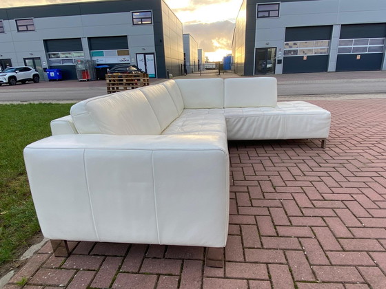 Image 1 of Montel Real Leather White Corner Sofa