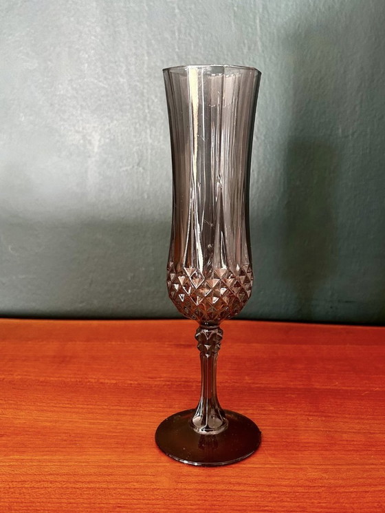 Image 1 of Cristal Champagne Glasses And Bucket Hand-Cut From Longchamp's Crystal D'Arques Pattern,