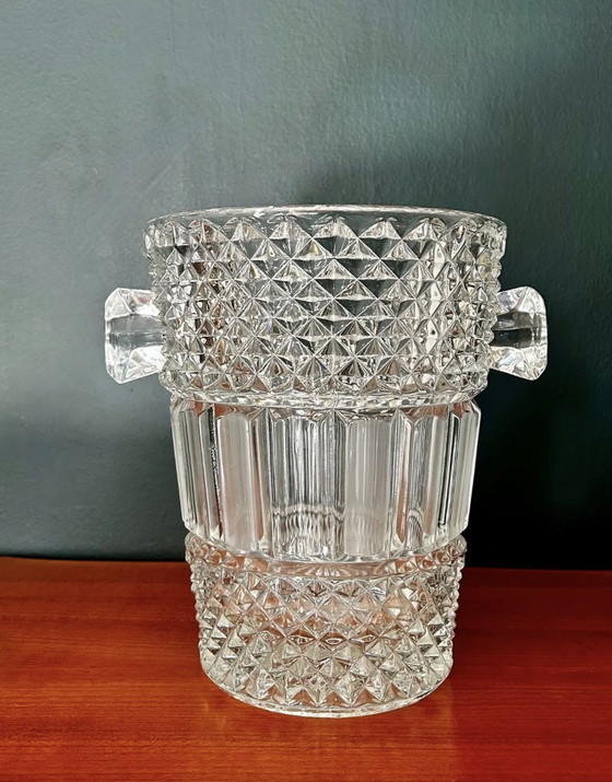 Image 1 of Cristal Champagne Glasses And Bucket Hand-Cut From Longchamp's Crystal D'Arques Pattern,