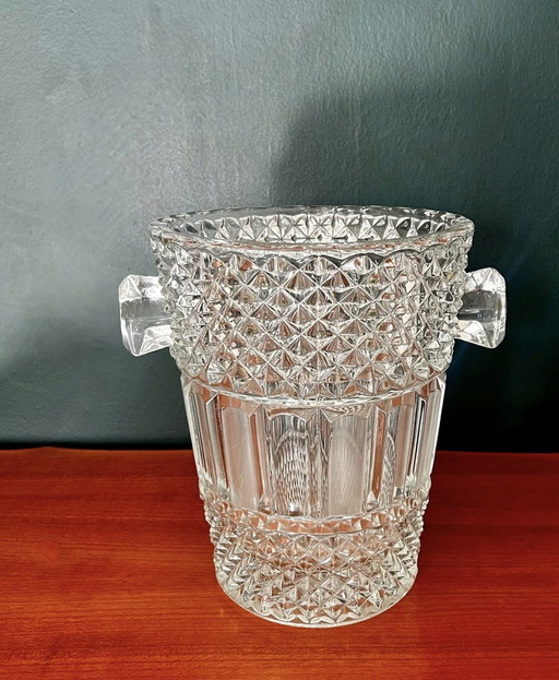 Cristal Champagne Glasses And Bucket Hand-Cut From Longchamp's Crystal D'Arques Pattern,