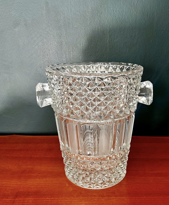 Image 1 of Cristal Champagne Glasses And Bucket Hand-Cut From Longchamp's Crystal D'Arques Pattern,