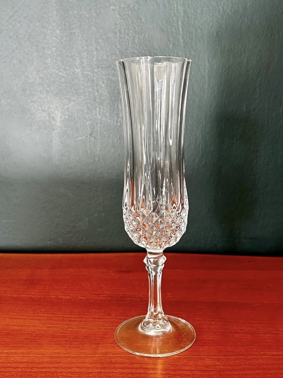 Image 1 of Cristal Champagne Glasses And Bucket Hand-Cut From Longchamp's Crystal D'Arques Pattern,