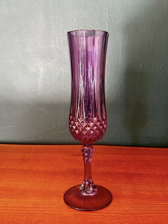 Image 1 of Cristal Champagne Glasses And Bucket Hand-Cut From Longchamp's Crystal D'Arques Pattern,