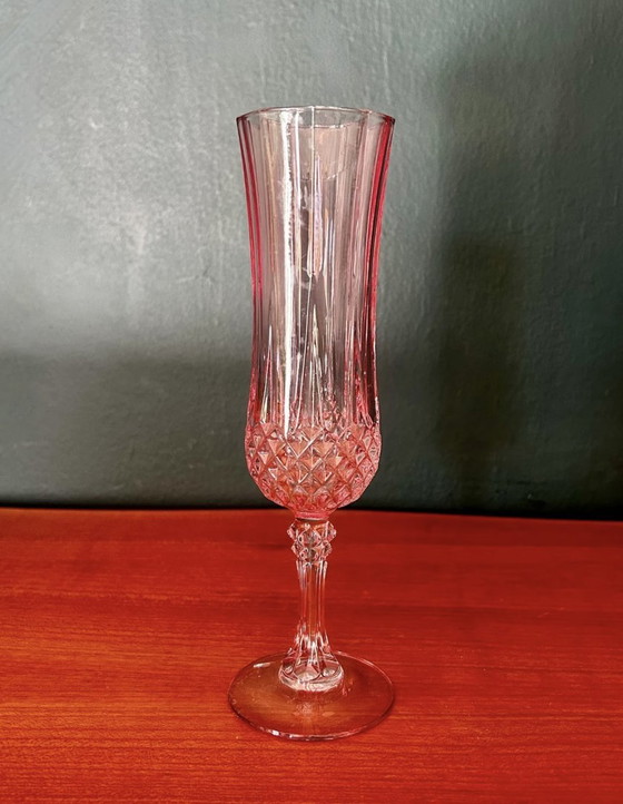 Image 1 of Cristal Champagne Glasses And Bucket Hand-Cut From Longchamp's Crystal D'Arques Pattern,