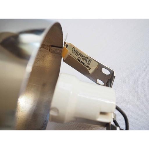 Pair of vintage chrome-plated stainless steel and ceramic spotlights for Targetti, 1970