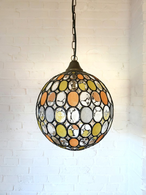 Image 1 of Grande lampada a sospensione in vetro Glashütte Limburg