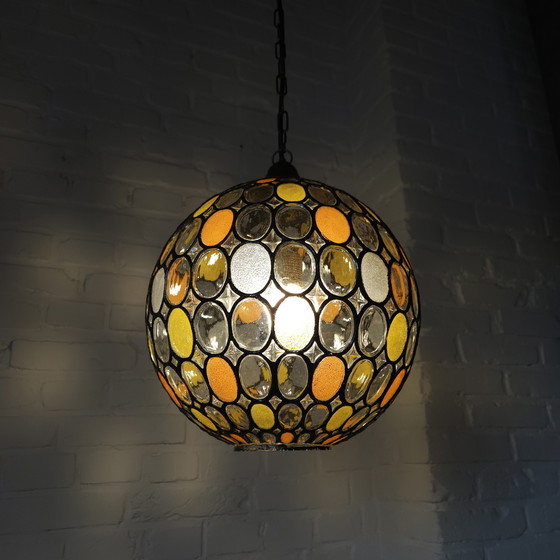 Image 1 of Grande lampada a sospensione in vetro Glashütte Limburg