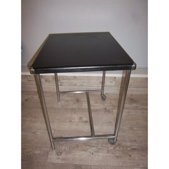 Image 1 of Vintage side table in steel with wheels