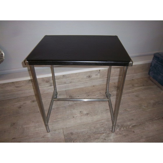 Image 1 of Vintage side table in steel with wheels