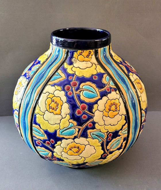 Image 1 of Charles Catteau Art Deco Large Boule Boch Vase