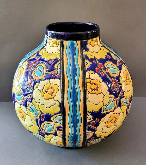 Image 1 of Charles Catteau Art Deco Large Boule Boch Vase