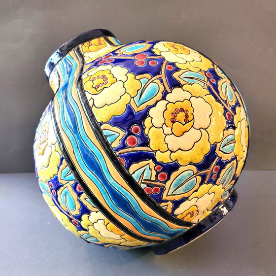 Image 1 of Charles Catteau Art Deco Large Boule Boch Vase