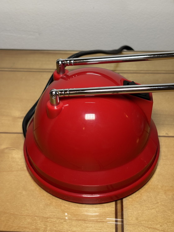 Image 1 of Lampada da scrivania vintage, antenna telescopica regolabile, illuminazione mascotte, plastica bianca, era spaziale, Sputnik, de