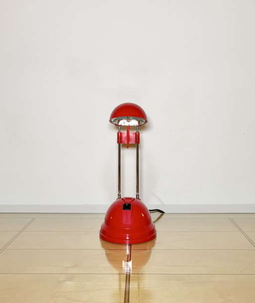 Vintage Desk Lamp, Adjustable Telescopic Antenna, Mascot Lighting, White Plastic, Space Age, Sputnik, Postmodern Design, Germany