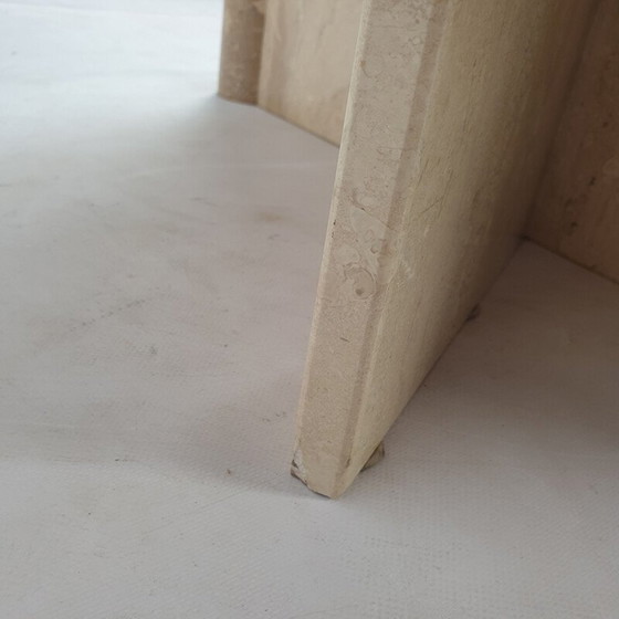 Image 1 of Vintage travertine and glass coffee table, Italy 1980