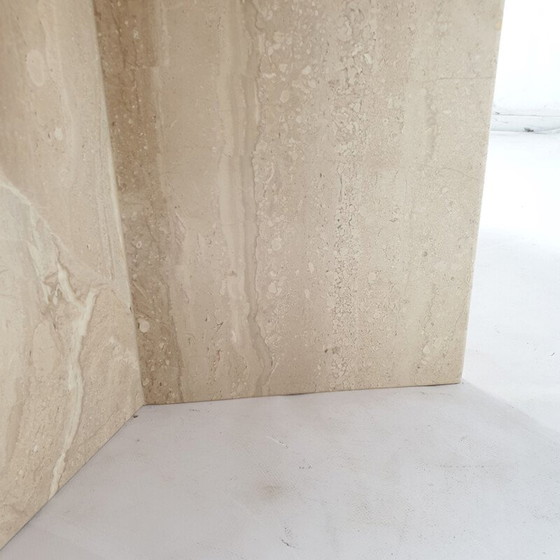 Image 1 of Vintage travertine and glass coffee table, Italy 1980